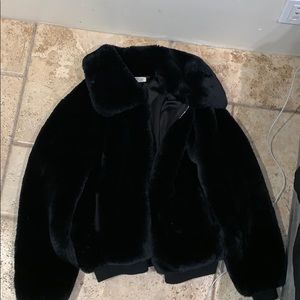 J galt faux fur black coat